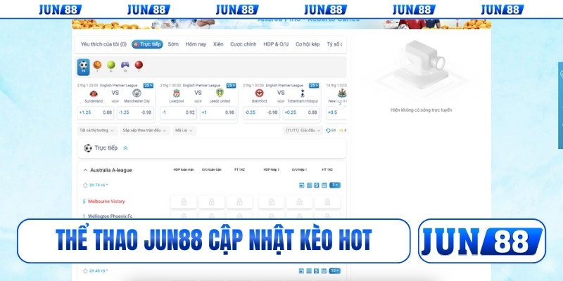 Thể thao Jun88 cập nhật kèo hot